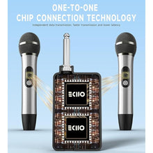 Load image into Gallery viewer, Wireless Microphones, Wireless Microphone with One-to-One Chip Connection, 40H Duration, 200 FT Distance Receiving, Semi-Metallic tube Microphone for Singing, Video Recording, YouTube, Home Party