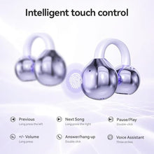 Load image into Gallery viewer, Piluyaa Clip-on Earbuds,Open Ear Earbuds Wireless Bluetooth 5.4, Lightweight Open Ear Headphones with C-Shaped Bridge,Slim Hook,60H Battery,Waterproof,for Glasses Wearers and Workouts (Purple)