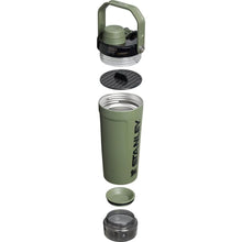 Load image into Gallery viewer, Stanley Activate Shaker Bottle 20 oz | Leakproof Insulated Stainless Steel Shaker Cup | Base Storage and Twist On Fast Flow Lid | Protein Shakes and Pre Workout Powder | BPA-Free | Dried Pine