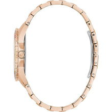 Load image into Gallery viewer, Bulova Men's Crystal Phantom Rose Gold Tone Stainless Steel 3-Hand Watch, Rainbow Crystal Bezel and Black Dial with Pave Center, Style:97A180