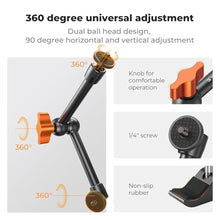 Load image into Gallery viewer, K&F Concept 9.8" Magic Arm Clamp Kit with 1/4" & 3/8" Thread Screw 360° Ball Heads Articulating Magic Arm Camera Mount for Monitor, Flash, LED Light, Microphone, Camera Cage, Action Camera