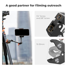 Load image into Gallery viewer, K&F Concept 9.8" Magic Arm Clamp Kit with 1/4" & 3/8" Thread Screw 360° Ball Heads Articulating Magic Arm Camera Mount for Monitor, Flash, LED Light, Microphone, Camera Cage, Action Camera