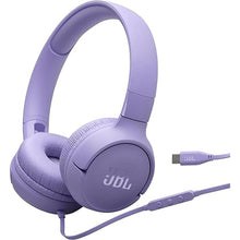 Load image into Gallery viewer, JBL Tune 520C - USB-C Wired on-Ear Headphones with Hi-Res Audio Support, Pure Bass Sound, Comfort fit, USB-C connectivity, 3-Button Remote with Microphone and EQ presets Control (Purple)