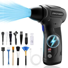 Load image into Gallery viewer, Compressed Air Duster - 200000RPM Super Power Turbo Fan with Brushless Motor, Jet Blower, Electric Air Duster for Keyboard, PC, Car, Home Cleaning Kits Blue