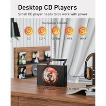 Load image into Gallery viewer, CD Player Portable with Bluetooth, FM Radio, USB, AUX-in, Headphone Jack, CD-R/RW and MP3 CDs Compatible, Clear and Full Sound, Stereo 10W Wired Power for Home-Black
