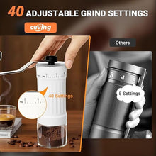 Load image into Gallery viewer, Mini Manual Coffee Grinder with 40 Adjustable Settings, Portable Hand Coffee Bean Mill with 30g Capacity, Conical Burr Coffee Grinder with Crank for Travel, Camping, Office, Espresso, Pour Over, etc