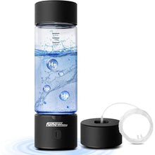 Load image into Gallery viewer, Hydrogen Water Bottle Generator, 1400ppb Portable Water Ionizer Machine with SPE/PEM Technology in 3-Minute Electrolysis, Rechargeable Hydrogen Rich Glass Cup for Home Office Travel & Fitness, Black