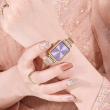 Load image into Gallery viewer, Taxau Analog Waterproof Rectangular Rose Gold Wrist Watch for Women Purple Dial Mesh Bracelet Elegant Watch Exquisite Stainless Steel Ladies Small Dress Watches
