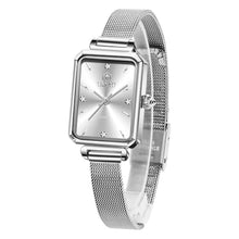 Load image into Gallery viewer, Taxau Silver Square Watches for Women White Dial Mesh Bracelet Rectangular Watch Dainty Exquisite Stainless Steel Waterproof Dress Ladies Watch Reloj para Mujer
