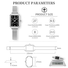 Load image into Gallery viewer, Taxau Black Ladies Watches for Women Square Dial Silve Mesh Strap Womens Small Wrist Watch Rectangular Exquisite Stainless Steel Waterproof Ladies Dress Watch Reloj De Mujer