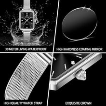 Load image into Gallery viewer, Taxau Black Ladies Watches for Women Square Dial Silve Mesh Strap Womens Small Wrist Watch Rectangular Exquisite Stainless Steel Waterproof Ladies Dress Watch Reloj De Mujer