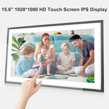 Load image into Gallery viewer, Frameo 15.6 Inch Large Digital Photo Frame, Digital Picture Frame WiFi with 32GB, 1920 * 1080 IPS HD Touch Screen, Tabletop&Wall-Mounted,Birthday,Wedding,Gifts for Men/Women/Father/Mom/Grandparents