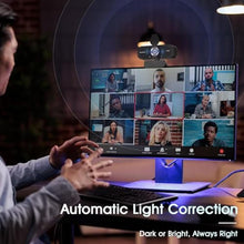 Load image into Gallery viewer, TRAUSI 1080P HD Webcam with Microphone, Noise Cancellation, Privacy Cover, Wide-Angle Lens, Auto Light Correction, Plug & Play USB Webcam for Laptop, Desktop, PC, Mac, Zoom, Skype, Streaming Black