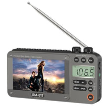 Load image into Gallery viewer, SEMIER 720p 4.3" Screen AM FM SW Movie Video Radio with Bluetooth, Rechargeable Pocket Digital Movie Video Player Radio, Support USB/Micro SD Card, 5W Loud Speak and Headphone Jack for Travel Gifts