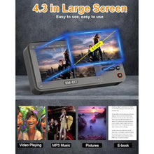 Load image into Gallery viewer, SEMIER 720p 4.3" Screen AM FM SW Movie Video Radio with Bluetooth, Rechargeable Pocket Digital Movie Video Player Radio, Support USB/Micro SD Card, 5W Loud Speak and Headphone Jack for Travel Gifts