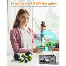 Load image into Gallery viewer, SEMIER 720p 4.3" Screen AM FM SW Movie Video Radio with Bluetooth, Rechargeable Pocket Digital Movie Video Player Radio, Support USB/Micro SD Card, 5W Loud Speak and Headphone Jack for Travel Gifts