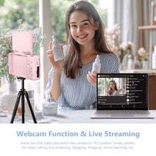 Load image into Gallery viewer, 4K Digital Camera for Photography, 64MP Vlogging Camera for YouTube with 3" 180° Flip Screen, 18X Digital Zoom Point and Shoot Camara with 32GB Micro SD Card for Beginner (Pink)