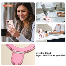 Load image into Gallery viewer, ETPESOK Compatible with Samsung Galaxy S25 Ultra Case with Magnetic Ring Stand Compatible with Mag-Safe Full Camera Lens Protector Plating Clear Phone Case for S25 Ultra 6.9 , Pink