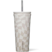 Load image into Gallery viewer, Corkcicle Cold Cup Insulated Tumbler with Lid and Straw, 24oz Wavy Checkerboard - Neutrals
