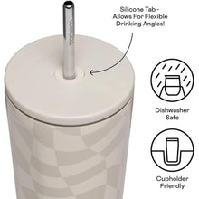 Load image into Gallery viewer, Corkcicle Cold Cup Insulated Tumbler with Lid and Straw, 24oz Wavy Checkerboard - Neutrals