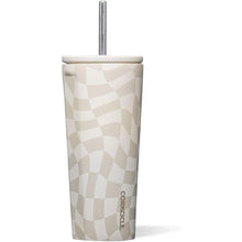 Load image into Gallery viewer, Corkcicle Cold Cup Insulated Tumbler with Lid and Straw, 24oz Wavy Checkerboard - Neutrals