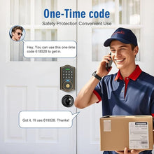 Load image into Gallery viewer, Fingerprint Smart Locks for Front Door with Handle Set,Smart Locks for Front Door,Keyless Entry Keypad Deadbolt, App Control,with 2 Knob,Anti-Peek Password,Easy Install,Auto Lock,Satin Nickel