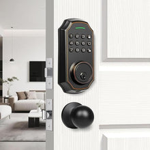 Load image into Gallery viewer, Smart Keyless Entry Door Lock with 2 Knobs,Front Door Lock Handle Set,Electronic Digital Keypad Deadbolt,Auto Lock,50 User Codes,Voice Prompts,Anti-Peeking Password,Home, Apartment,Satin Nickel