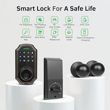 Load image into Gallery viewer, Smart Keyless Entry Door Lock with 2 Knobs,Front Door Lock Handle Set,Electronic Digital Keypad Deadbolt,Auto Lock,50 User Codes,Voice Prompts,Anti-Peeking Password,Home, Apartment,Satin Nickel