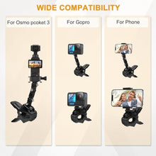 Load image into Gallery viewer, Jaws Flex Clamp Mount Adjustable Camera Clip Mount Fence Mounts for DJI Osmo Pocket 3 2 Action 5 4 3, for GoPro Hero 13, 12, 11, 10, 9, 8, 7, 6, 5, 4 and Other Action Cameras