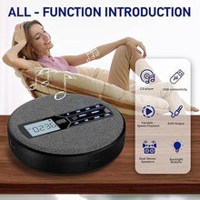 Load image into Gallery viewer, CD Player Portable, Rechargeable Portable CD Player with Dual Speakers and Anti Skip,CD,USB,AUX,LCD Display,Backlit Button,5 EQ,A-B Repeat,10 Speeds for Home Car Fabric Black