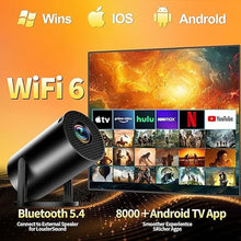 Load image into Gallery viewer, Mini Projector, Support 4K 1080P Portable Projector with Bidirectional WIFI6 5G and Bluetooth5.4, 270° Rotatable, Auto Keystone Correction, 35"-130" Video Projecto Compatible with HDMI/USB/Phone-Black