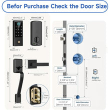Load image into Gallery viewer, BEBASIA Heavy Duty Fingerprint Smart Door Lock for Front Door, APP Control Front Door Lock Sets, Auto Lock, Anti-Peeping Touchscreen Digital Keypad, Electronic Keyless Entry Deadbolt, Black