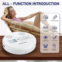 Load image into Gallery viewer, CD Player Portable, Rechargeable Portable CD Player with Dual Speakers and Anti Skip,CD,Dual Bluetooth,FM Transmission,USB,AUX,LCD Display,Sensitive Button,Repeat,10 Speeds for Home Car White