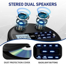 Load image into Gallery viewer, M-Amazup CD Player Portable, Rechargeable Portable CD Player with Dual Speakers and Anti Skip,CD,Dual Bluetooth,FM Transmission,USB,AUX,LCD Display,Backlit Button,Repeat,10 Speeds for Home Car Black