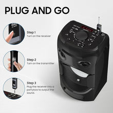 Load image into Gallery viewer, Wireless Microphone, UHF Dual Wireless Metal Dynamic Microphone System with Rechargeable Receiver, Suitable for Karaoke Singing, Weddings DJ Party, Speech, Church, Classroom use, 200 fee