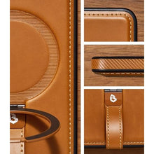 Load image into Gallery viewer, Butaiga for Samsung Galaxy S25 Edge Case Leather with Stand, Anti-Slip Shockproof Loop, Compatible with MagSafe, Magnetic Protective Galaxy S25 Edge Leather Case, Brown