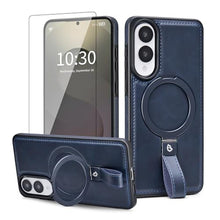 Load image into Gallery viewer, Butaiga for Samsung Galaxy S25 Edge Case Leather with Stand, Anti-Slip Shockproof Loop, Compatible with MagSafe, Magnetic Protective Galaxy S25 Edge Leather Case, Navy
