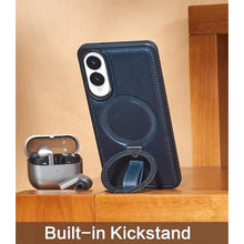 Load image into Gallery viewer, Butaiga for Samsung Galaxy S25 Edge Case Leather with Stand, Anti-Slip Shockproof Loop, Compatible with MagSafe, Magnetic Protective Galaxy S25 Edge Leather Case, Navy