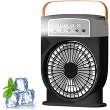Load image into Gallery viewer, Portable Misting Fan, 3 - Speed Desktop Mini Air Conditioner, 1500mAh Rechargeable Water Cooling Mist Fan with 600mL Water Tank, Cooling for Home, Office, Kitchen, Travel & Camping-Black