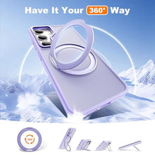 Load image into Gallery viewer, Zalinbo for Samsung Galaxy S25 Case with 360 Rotatable Magnetic Ring Stand Compatible with Mag-Safe Military Protection Shockproof Matte Translucent Phone Cases for Samsung Galaxy S25,Purple