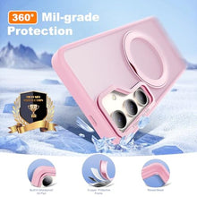 Load image into Gallery viewer, Zalinbo for Samsung Galaxy S25 Case with 360 Rotatable Magnetic Ring Stand Compatible with Mag-Safe Military Protection Shockproof Matte Translucent Phone Cases for Samsung Galaxy S25,Pink