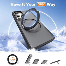 Load image into Gallery viewer, Zalinbo for Samsung Galaxy S25 Plus Case with 360 Rotatable Magnetic Ring Stand Compatible with Mag-Safe Military Protection Shockproof Matte Translucent Phone Cases for Galaxy S25 ,Black
