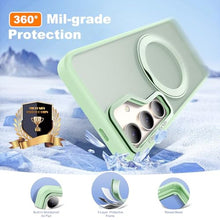 Load image into Gallery viewer, Zalinbo for Samsung Galaxy S25 Case with 360 Rotatable Magnetic Ring Stand Compatible with Mag-Safe Military Protection Shockproof Matte Translucent Phone Cases for Samsung Galaxy S25,Green