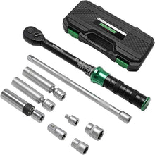 Load image into Gallery viewer, 9Pcs Spark Plug Wrench Set 3/8" 5-45Ft.lb Torque Wrench with Universal Spark Plug Socket, 1/2 and 1/4 Adapters and Extension Rod