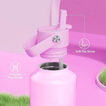 Load image into Gallery viewer, 24 oz Double Walled Water Bottle for Women: Leakproof, Cup Holder Friendly, Standard Mouth, Top Handle, Insulated Stainless Steel Flask for Student, Teacher, Nurse, Commuter, Bag, Home (Cloudy Rose)