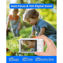 Load image into Gallery viewer, T TAKMLY Digital Camera 5K, Autofocus 16x Zoom 72MP Point and Shoot Cameras Compact Portable with Flash for Kids Boys Girls Teens Students, Anti Shake 2.8'' Screen, 64GB Card Include, Pink