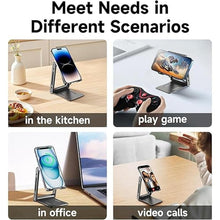 Load image into Gallery viewer, Cell Phone Stand,360° Adjustable Folding Portable Phone Holder for Desk Travel Essentials Office Accessories Compatible with All Mobile Phones,Small ipad,Switch