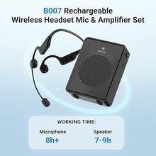Load image into Gallery viewer, Voice Amplifier Wireless Ear-Hook Headset Microphone, Original Sound Portable Microphone and Speaker Pa System, 15W Speaker with Noise Cancelling Bluetooth Mic for Teachers, Fitness, Elderly B007