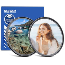 Load image into Gallery viewer, NEEWER 67mm CPL + Black Mist Diffusion 1/4 Filter Set (2 Pack), Multicoated Optical Glass Circular Polarizing & Dreamy Soft Cinematic Effect Filter for Camera Lens