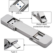 Load image into Gallery viewer, USB Drive 128GB External SSD,USB 3.2 Gen 2 A+C Dual Port Portable SSD,Up to 550MB/s for Data Storage, External Solid State Hard Drive for iPhone 15/16 /Android/PC/Mac/Laptop